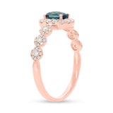 0.37ct Diamond & 0.50ct Blue Topaz 14k Rose Gold Ring