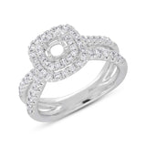 0.79ct 14k White Gold Diamond Semi-mount Ring for 0.40ct Center