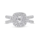 0.79ct 14k White Gold Diamond Semi-mount Ring for 0.40ct Center