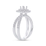 0.79ct 14k White Gold Diamond Semi-mount Ring for 0.40ct Center