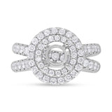 1.25ct 14k White Gold Diamond Semi-mount Ring for 1.00ct Center