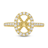 0.40ct 14k Yellow Gold Diamond Semi-mount Ring for 8.5x6.5mm Oval Center