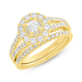 0.20ct Round Brilliant Center and 1.00ct Side 14k Yellow Gold Diamond Wedding Set