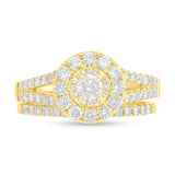0.20ct Round Brilliant Center and 1.00ct Side 14k Yellow Gold Diamond Wedding Set