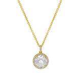 0.10ct Diamond & 2.31ct White Topaz 14k Yellow Gold Pendant