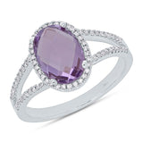 0.19ct Diamond & 1.97ct Amethyst 14k White Gold Ring