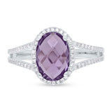 0.19ct Diamond & 1.97ct Amethyst 14k White Gold Ring