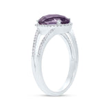 0.19ct Diamond & 1.97ct Amethyst 14k White Gold Ring
