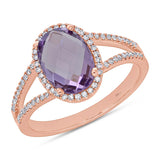 0.19ct Diamond & 1.97ct Amethyst 14k Rose Gold Ring