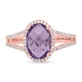 0.19ct Diamond & 1.97ct Amethyst 14k Rose Gold Ring