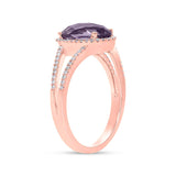 0.19ct Diamond & 1.97ct Amethyst 14k Rose Gold Ring
