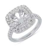 0.88ct 14k White Gold Diamond Semi-mount Ring for 1.75ct Center