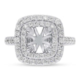0.88ct 14k White Gold Diamond Semi-mount Ring for 1.75ct Center