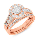 0.40ct Round Brilliant Center and 1.20ct Side 14k Rose Gold Diamond Wedding Set