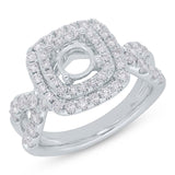 1.15ct 14k White Gold Diamond Semi-mount Ring for 1.00ct Center