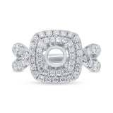 1.15ct 14k White Gold Diamond Semi-mount Ring for 1.00ct Center