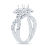 1.15ct 14k White Gold Diamond Semi-mount Ring for 1.00ct Center
