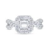 0.80ct 14k White Gold Diamond Semi-mount Ring for 5.2x5.2mm Center