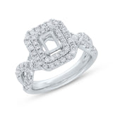 1.00ct 14k White Gold Diamond Semi-mount Ring for 6.3x4mm Center