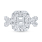 1.00ct 14k White Gold Diamond Semi-mount Ring for 6.3x4mm Center