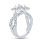 1.00ct 14k White Gold Diamond Semi-mount Ring for 6.3x4mm Center