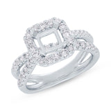 1.05ct 14k White Gold Diamond Semi-mount Ring for 6x6mm Center