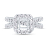 1.05ct 14k White Gold Diamond Semi-mount Ring for 6x6mm Center