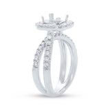 1.05ct 14k White Gold Diamond Semi-mount Ring for 6x6mm Center