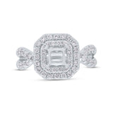 0.90ct 14k White Gold Diamond Semi-mount Ring for 5.2x5.2mm Center