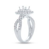 0.90ct 14k White Gold Diamond Semi-mount Ring for 5.2x5.2mm Center