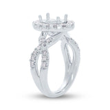 1.00ct 14k White Gold Diamond Semi-mount Ring for 8.8x6mm Center