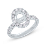 1.00ct 14k White Gold Diamond Semi-mount Ring for 8.8x6mm Center