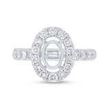1.00ct 14k White Gold Diamond Semi-mount Ring for 8.8x6mm Center