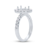 1.00ct 14k White Gold Diamond Semi-mount Ring for 8.8x6mm Center