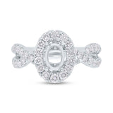 0.90ct 14k White Gold Diamond Semi-mount Ring for 7.3x5mm Center