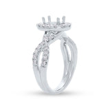 0.90ct 14k White Gold Diamond Semi-mount Ring for 7.3x5mm Center