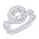 0.90ct 14k White Gold Diamond Semi-mount Ring for 0.60ct Center