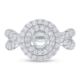 0.90ct 14k White Gold Diamond Semi-mount Ring for 0.60ct Center