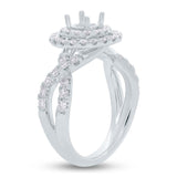 0.90ct 14k White Gold Diamond Semi-mount Ring for 0.60ct Center