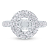 0.80ct 14k White Gold Diamond Semi-mount Ring for 1.00ct Center