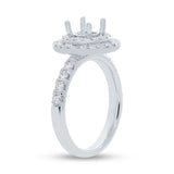 0.80ct 14k White Gold Diamond Semi-mount Ring for 1.00ct Center