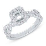 0.55ct 14k White Gold Diamond Semi-mount Ring for 5.7x4mm Center