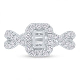 0.55ct 14k White Gold Diamond Semi-mount Ring for 5.7x4mm Center
