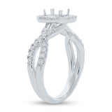 0.55ct 14k White Gold Diamond Semi-mount Ring for 5.7x4mm Center