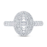 0.70ct 14k White Gold Diamond Semi-mount Ring for 6.5x4.5mm Center