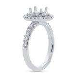 0.70ct 14k White Gold Diamond Semi-mount Ring for 6.5x4.5mm Center