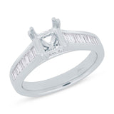 0.43ct 18k White Gold Diamond Baguette Semi-mount Ring