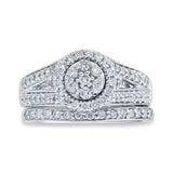0.75ct 14k White Gold Diamond Cluster Wedding Set Size 6.5