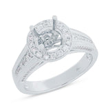 0.53ct 14k White Gold Diamond Semi-mount Ring for 1.00ct Center