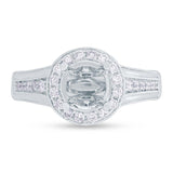 0.53ct 14k White Gold Diamond Semi-mount Ring for 1.00ct Center